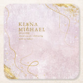 Fine Lines Gold Abstrakt Wedding V1 Mauve ID867 Rechteckiger Pappuntersetzer (Vorderseite)