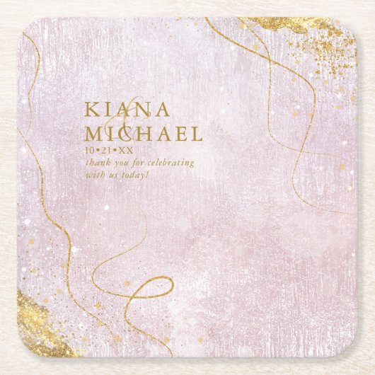 Fine Lines Gold Abstrakt Wedding V1 Mauve ID867 Rechteckiger Pappuntersetzer (Vorderseite)