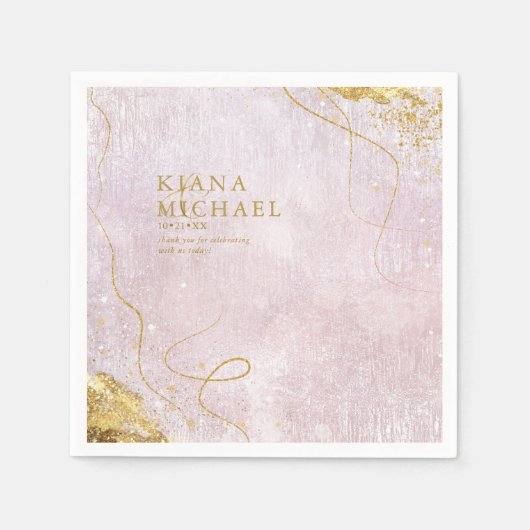 Fine Lines Gold Abstrakt Wedding V1 Mauve ID867 Serviette (Vorderseite)