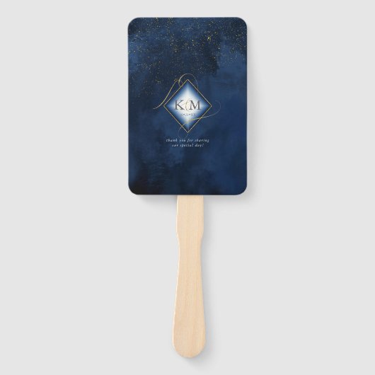 Fine Lines Gold Abstrakt Wedding V1 Navy ID867 Fächer (Vorderseite)