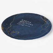 Fine Lines Gold Abstrakt Wedding V1 Navy ID867 Pappteller (Schrägansicht)