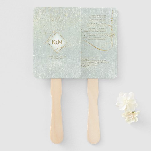 Fine Lines Gold Abstrakt Wedding V1 Sage ID867 Fächer (Vorne und Hinten)