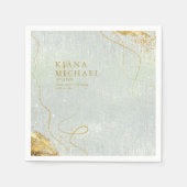 Fine Lines Gold Abstrakt Wedding V1 Sage ID867 Serviette (Vorderseite)