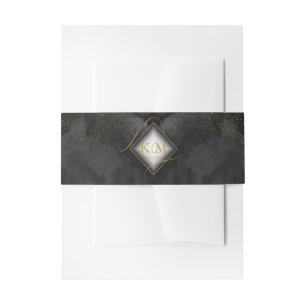 Fine Lines Gold Abstrakt Wedding V2 Black ID867 Einladungsbanderole