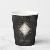 Fine Lines Gold Abstrakt Wedding V2 Black ID867 Pappbecher (Vorderseite)