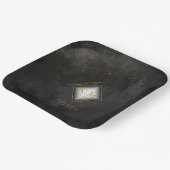 Fine Lines Gold Abstrakt Wedding V2 Black ID867 Pappteller (Gewinkelt)