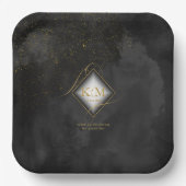 Fine Lines Gold Abstrakt Wedding V2 Black ID867 Pappteller (Vorderseite)