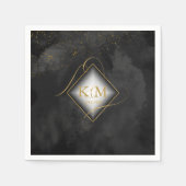 Fine Lines Gold Abstrakt Wedding V2 Black ID867 Serviette (Vorderseite)