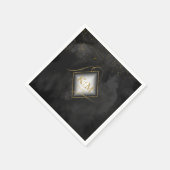 Fine Lines Gold Abstrakt Wedding V2 Black ID867 Serviette (Ecke)