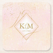 Fine Lines Gold Abstrakt Wedding V2 Blush ID867 Rechteckiger Pappuntersetzer (Vorderseite)