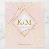 Fine Lines Gold Abstrakt Wedding V2 Blush ID867 Weinetikett (Einzelnes Label)