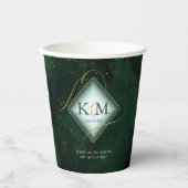 Fine Lines Gold Abstrakt Wedding V2 Emerald ID867 Pappbecher (Vorderseite)