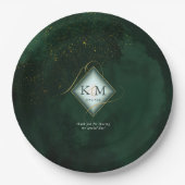 Fine Lines Gold Abstrakt Wedding V2 Emerald ID867 Pappteller (Vorderseite)