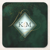 Fine Lines Gold Abstrakt Wedding V2 Emerald ID867 Rechteckiger Pappuntersetzer (Vorderseite)