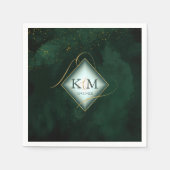 Fine Lines Gold Abstrakt Wedding V2 Emerald ID867 Serviette (Vorderseite)