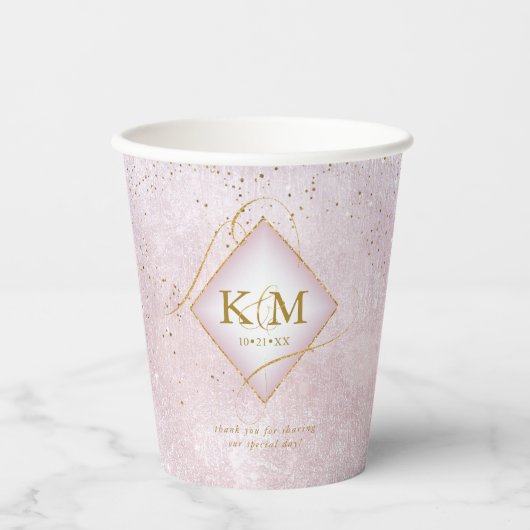 Fine Lines Gold Abstrakt Wedding V2 Mauve ID867 Pappbecher (Vorderseite)
