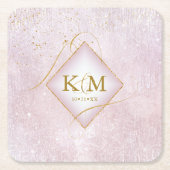 Fine Lines Gold Abstrakt Wedding V2 Mauve ID867 Rechteckiger Pappuntersetzer (Vorderseite)