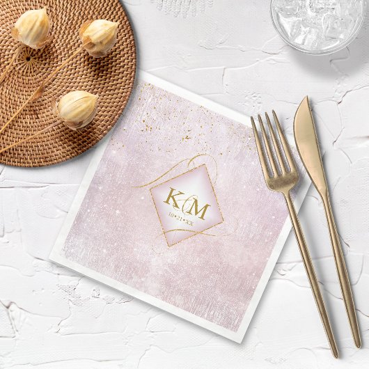 Fine Lines Gold Abstrakt Wedding V2 Mauve ID867 Serviette