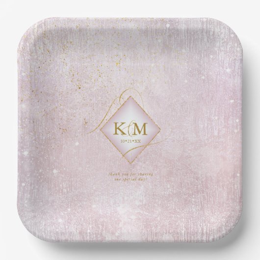 Fine Lines Gold Abstrakt Wedding V2 Muave ID867 Pappteller (Vorderseite)