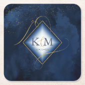 Fine Lines Gold Abstrakt Wedding V2 Navy ID867 Rechteckiger Pappuntersetzer (Vorderseite)