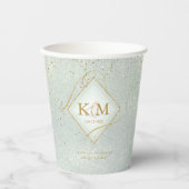 Fine Lines Gold Abstrakt Wedding V2 Sage ID867 Pappbecher (Vorderseite)