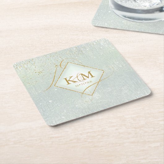 Fine Lines Gold Abstrakt Wedding V2 Sage ID867 Rechteckiger Pappuntersetzer (angewinkelt)