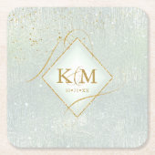 Fine Lines Gold Abstrakt Wedding V2 Sage ID867 Rechteckiger Pappuntersetzer (Vorderseite)