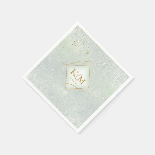 Fine Lines Gold Abstrakt Wedding V2 Sage ID867 Serviette (Ecke)