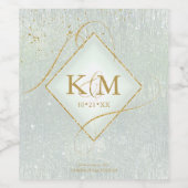 Fine Lines Gold Abstrakt Wedding V2 Sage ID867 Weinetikett (Einzelnes Label)