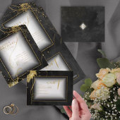 Fine Lines Gold Abstrakt Wedding V3 Black ID867 All In One Einladung