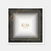 Fine Lines Gold Abstrakt Wedding V3 Black ID867 Serviette (Vorderseite)