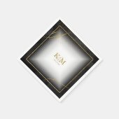 Fine Lines Gold Abstrakt Wedding V3 Black ID867 Serviette (Ecke)