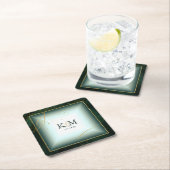 Fine Lines Gold Abstrakt Wedding V3 Emerald ID867 Rechteckiger Pappuntersetzer (Vor Ort)