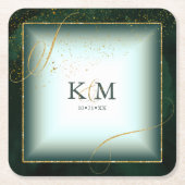 Fine Lines Gold Abstrakt Wedding V3 Emerald ID867 Rechteckiger Pappuntersetzer (Vorderseite)