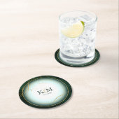 Fine Lines Gold Abstrakt Wedding V3 Emerald ID867 Runder Pappuntersetzer (Vor Ort)