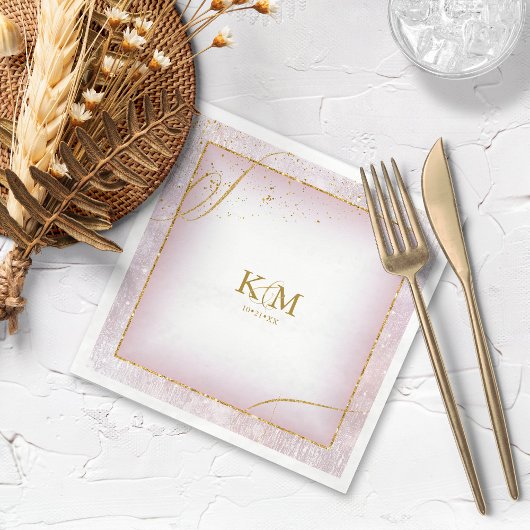 Fine Lines Gold Abstrakt Wedding V3 Mauve ID867 Serviette