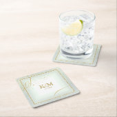 Fine Lines Gold Abstrakt Wedding V3 Sage ID867 Rechteckiger Pappuntersetzer (Vor Ort)