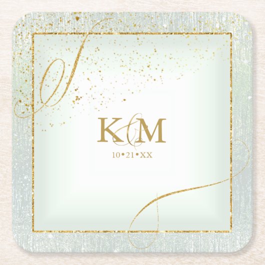 Fine Lines Gold Abstrakt Wedding V3 Sage ID867 Rechteckiger Pappuntersetzer (Vorderseite)