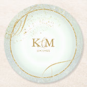 Fine Lines Gold Abstrakt Wedding V3 Sage ID867 Runder Pappuntersetzer (Vorderseite)
