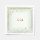 Fine Lines Gold Abstrakt Wedding V3 Sage ID867 Serviette (Vorderseite)