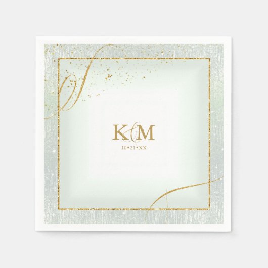 Fine Lines Gold Abstrakt Wedding V3 Sage ID867 Serviette (Vorderseite)