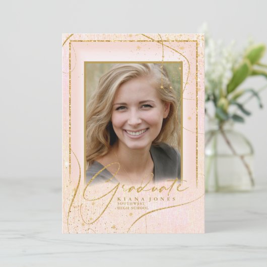 Fine Lines Gold Abstrakter Abschluss Blush ID907 (Stehend Vorderseite)