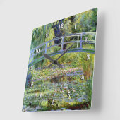 Fine Monet Japanese Bridge & Water-Lily Pond Quadratische Wanduhr (Winkel)