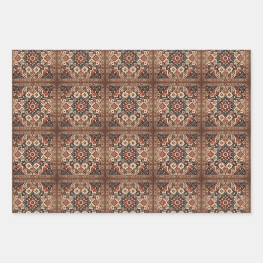 Fine Persian Afghan Carpet Boho Motif Ramadan Gesc Geschenkpapier Set (Vorderseite)