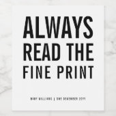 Fine Print | Personalisierte Schwangerschaftsankün Weinetikett (Einzelnes Label)