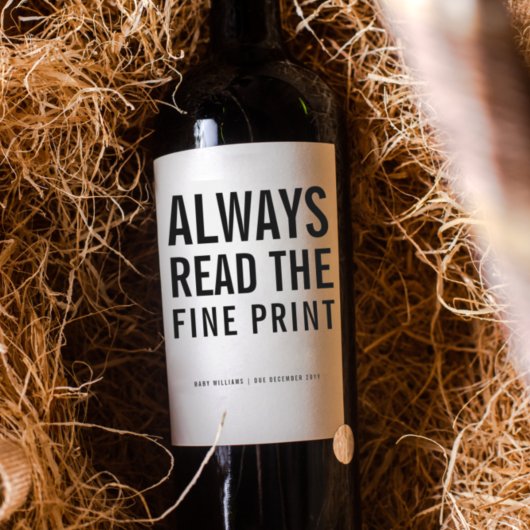 Fine Print | Personalisierte Schwangerschaftsankün Weinetikett