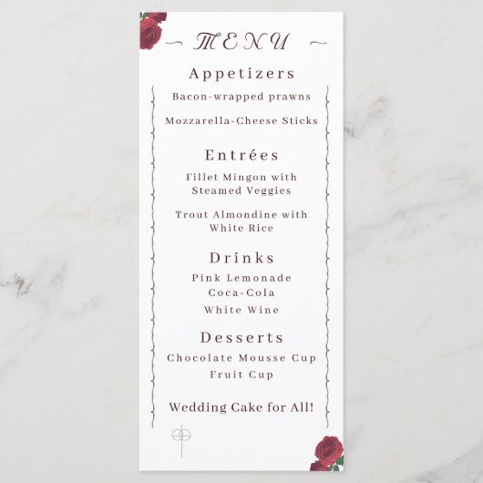 Fine Rose Flat Menu Menükarte (Vorderseite)