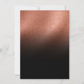 Fine Rose Gold Glitzer Black Ombre Save the Date Einladung (Rückseite)
