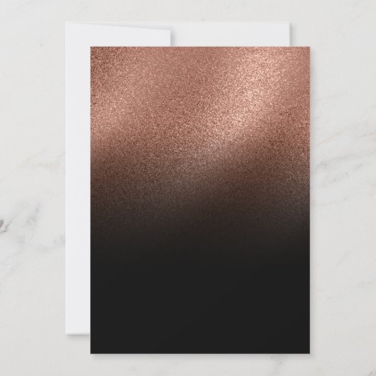 Fine Rose Gold Glitzer Black Ombre Save the Date Einladung (Rückseite)