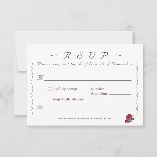 Fine Rose katholisch RSVP Karte (Vorderseite)